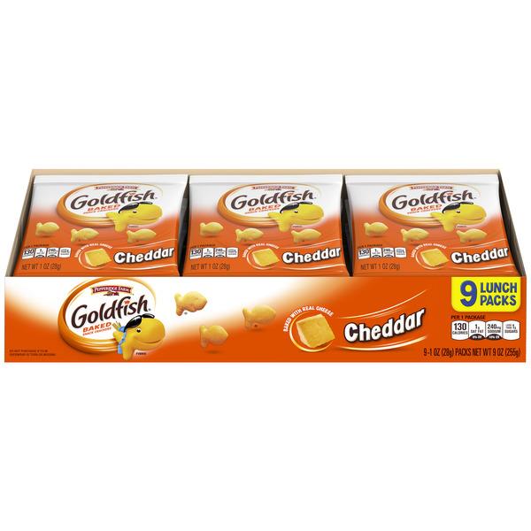 Goldfish Baked Cheddar Snack Cracker 9-1 oz Lunch Packs | Hy-Vee Aisles ...