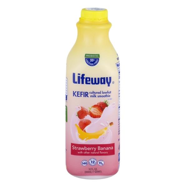 Lifeway Kefir Cultured Milk Smoothie Lowfat Probiotic Strawberry-Banana ...