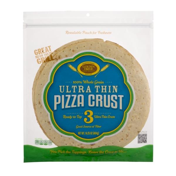 Golden Home 100 Whole Grain Ultra Thin Pizza Crust 3 Count Hy Vee   0023402087200 A1A3 ItemMaster Type Large 