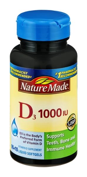 Nature Made Vitamin D3 1000 IU Softgels | Hy-Vee Aisles Online Grocery ...