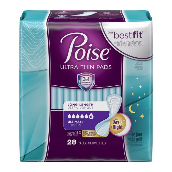 Poise Ultra Thin Incontinence Pads, Ultimate Absorbency, Long, Unscented HyVee Aisles Online