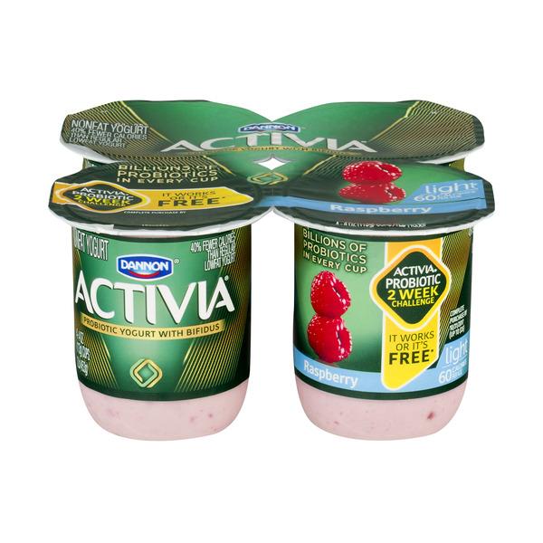 Dannon Activia Light Raspberry Probiotic Nonfat Yogurt 4pk Cups Hy Vee Aisles Online Grocery 8302