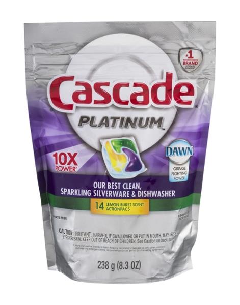 Cascade Platinum Dishwasher Detergent Lemon Burst Scent Actionpacs ...