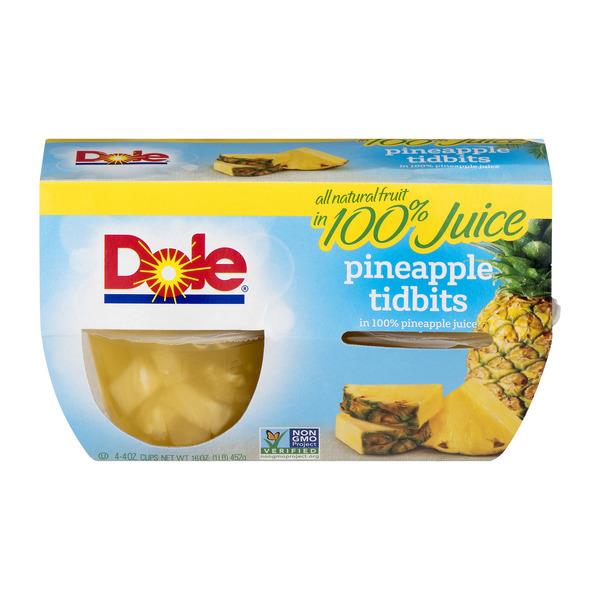 Dole Pineapple Tidbits In 100 Pineapple Juice 4 Pack HyVee Aisles