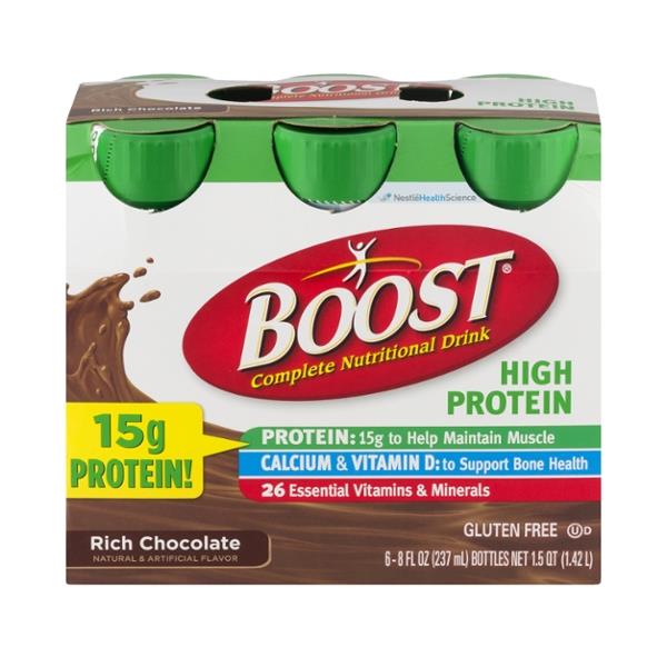 Boost High Protein Rich Chocolate Complete Nutritional Drink 6pk Hy Vee Aisles Online Grocery