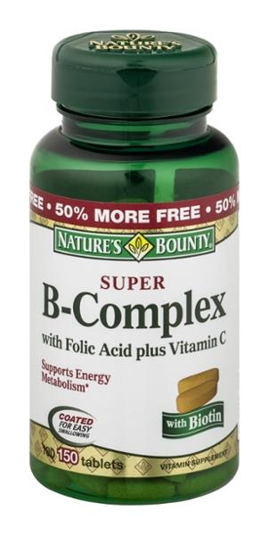 Nature's Bounty Vitamin Tablets Super B-Complex With Folic Acid Plus ...