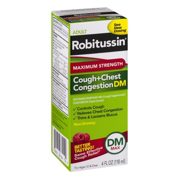 Robitussin Maximum Strength Cough+Chest Congestion DM Non-Drowsy Liquid ...