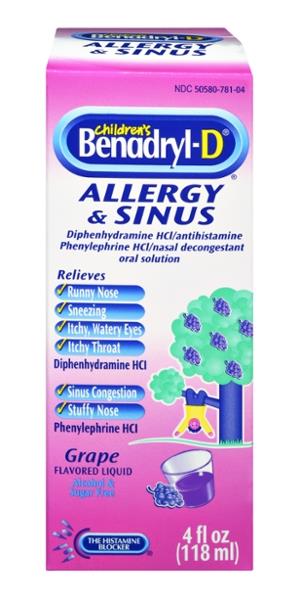 Children's Benadryl Allergy Plus Congestion Grape Flavored Liquid | Hy