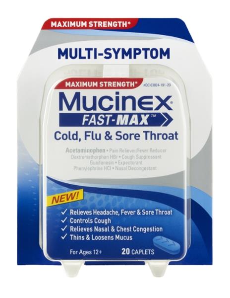 Mucinex Fast-max Cold, Flu & Sore Throat Multi-symptom Caplets 