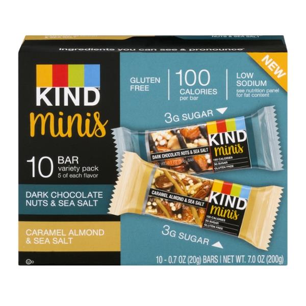 KIND Minis Bar Variety Pack Dark Chocolate Nuts & Sea Salt/Caramel ...