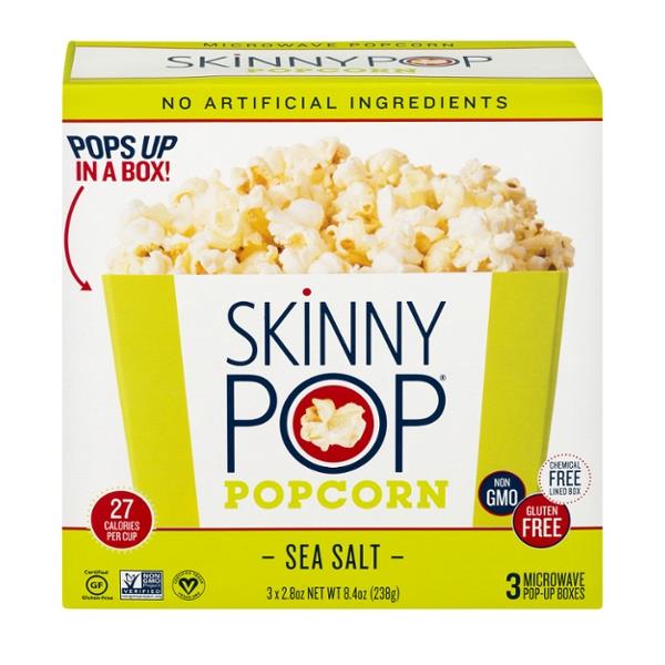 Skinny Pop Popcorn Sea Salt Microwave PopUp Boxes 3/2.8 oz HyVee Aisles Online Grocery