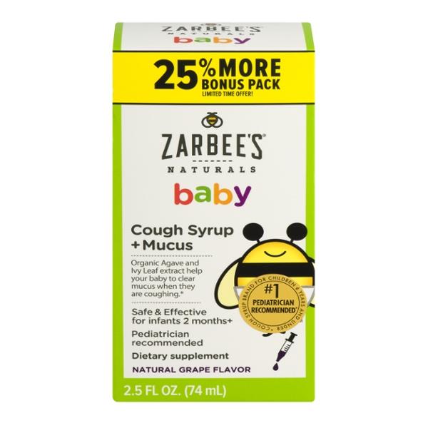 Zarbee S Naturals Baby Cough Syrup Mucus Agave Ivy Leaf Grape