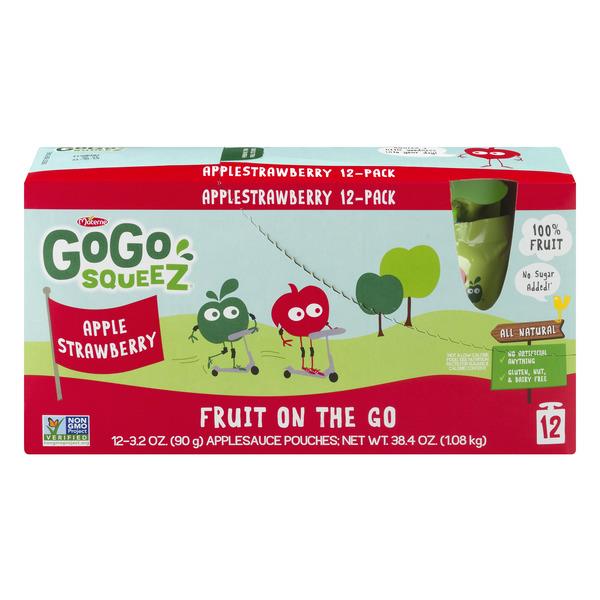 GoGo Squeez Applesauce On the Go Apple Strawberry 12Pk HyVee Aisles Online Grocery Shopping