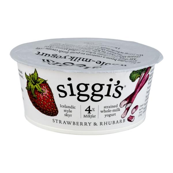 Siggis 4% Milkfat Strained Whole Milk Strawberry & Rhubarb Yogurt | Hy ...